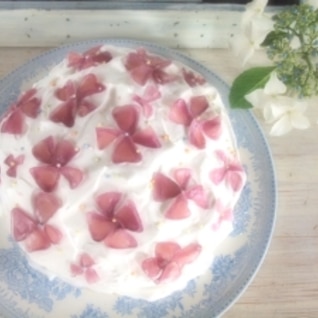 アジサイ花のケーキ～爽やかトロピカルフルーツ風味～